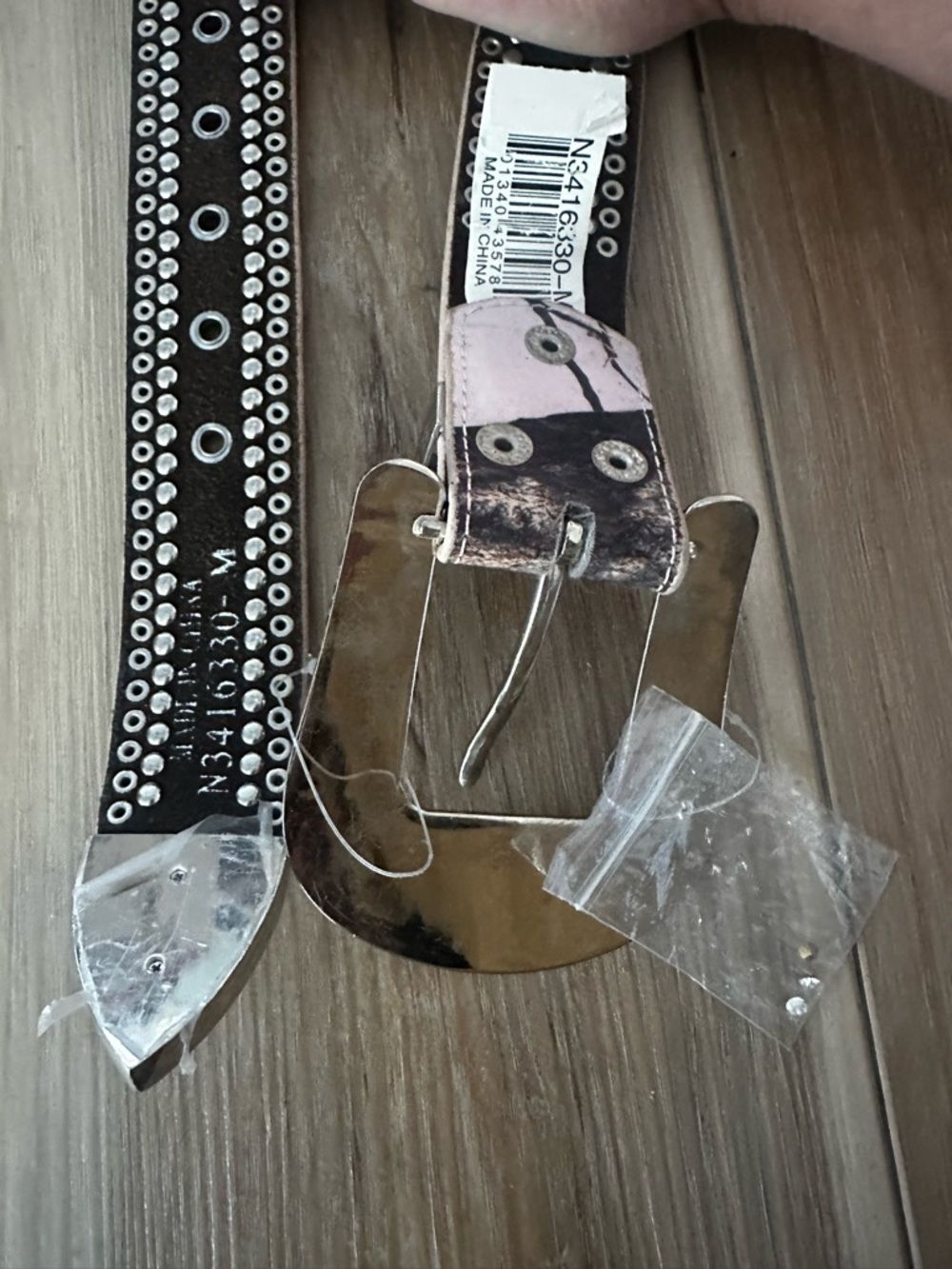 Noona Pink Camo/Rhinestone Leather Belt M Deadstock - Picture 5 of 8